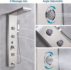 Shower Panel Massage Jets Rainfall Waterfall Shower Head, Shower Stainless Steel Wall Mount Massage Multi-Function Bathroom Shower Panel Tower System, Brushed Nickel……