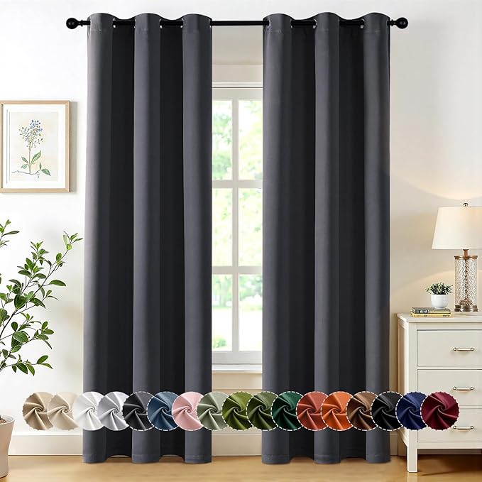 MIULEE Dark Grey Blackout Curtains by MIULEE