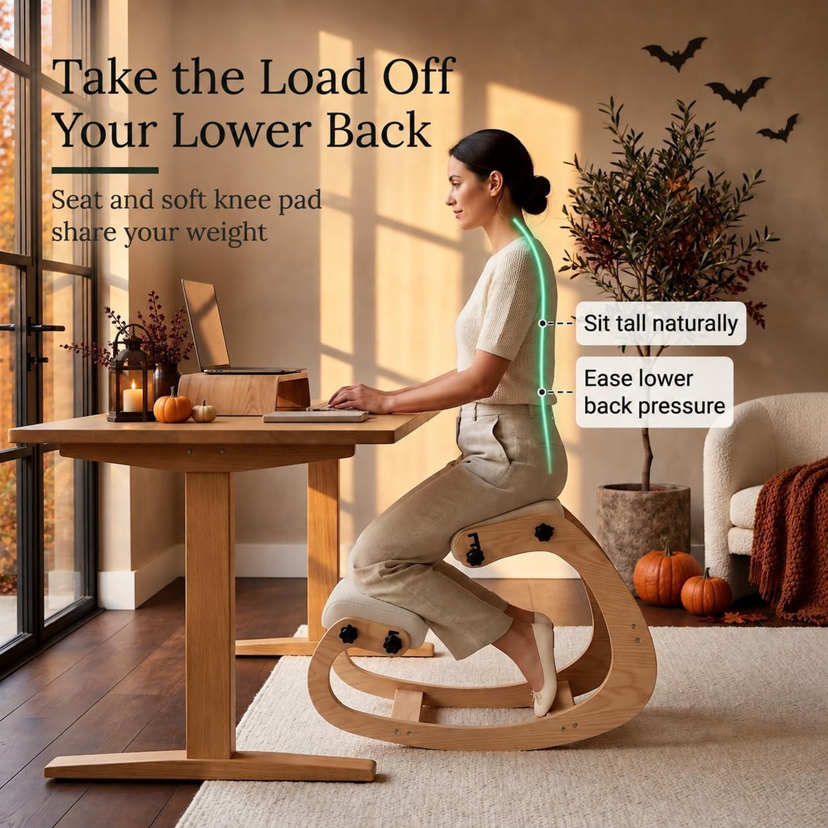NYPOT Ergonomic Kneeling Chair with Adjustable Seats - Knee Chair for Posture Correction & Kneel Rocking Stool for Desk - Back Pain Relief for Home and Office, Supports 250 pounds - 5 Years Warranty