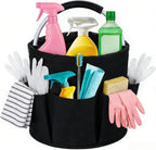 17L Foldable Cleaning Caddy with Handle，Cleaning Products Organiser (Beige)