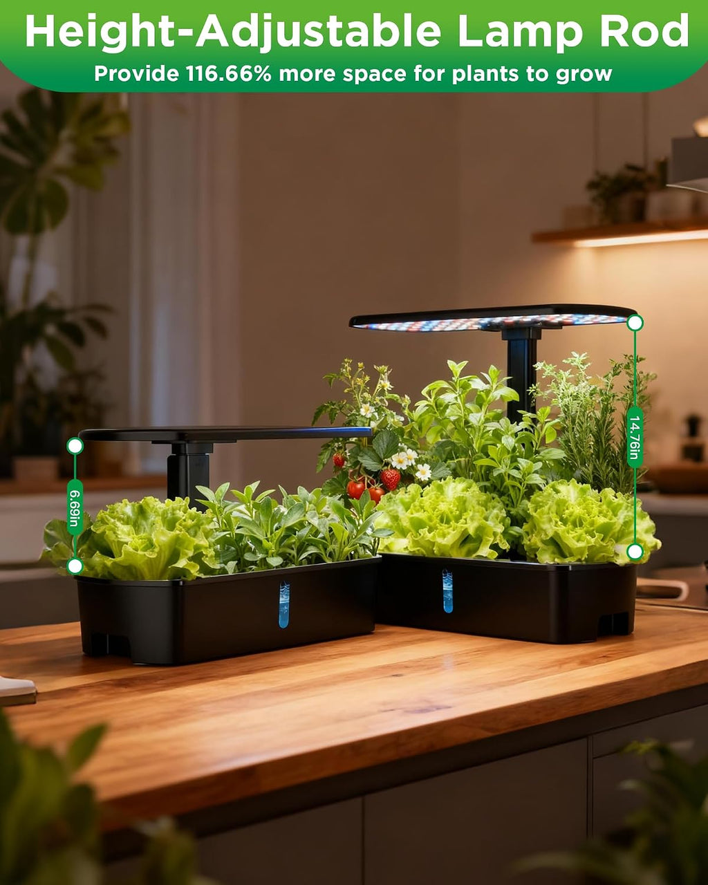 Hydroponics Growing System Kits,Smart Indoor Herb Garden with 24W LED Grow Light Planting Height Adjustablewith,12 Pods Plant Germination Kit,with Quiet Pump, Ideal Gift for All Ages