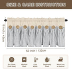 ASPMIZ Farmhouse Cotton Linen Valances for Windows, Boho Kitchen Curtains Valances with Rustic Button, Country Grey Striped Window Treatments Curtain Valance for Bathroom Cafe, 52 x 18 Inch, 1 Pannel