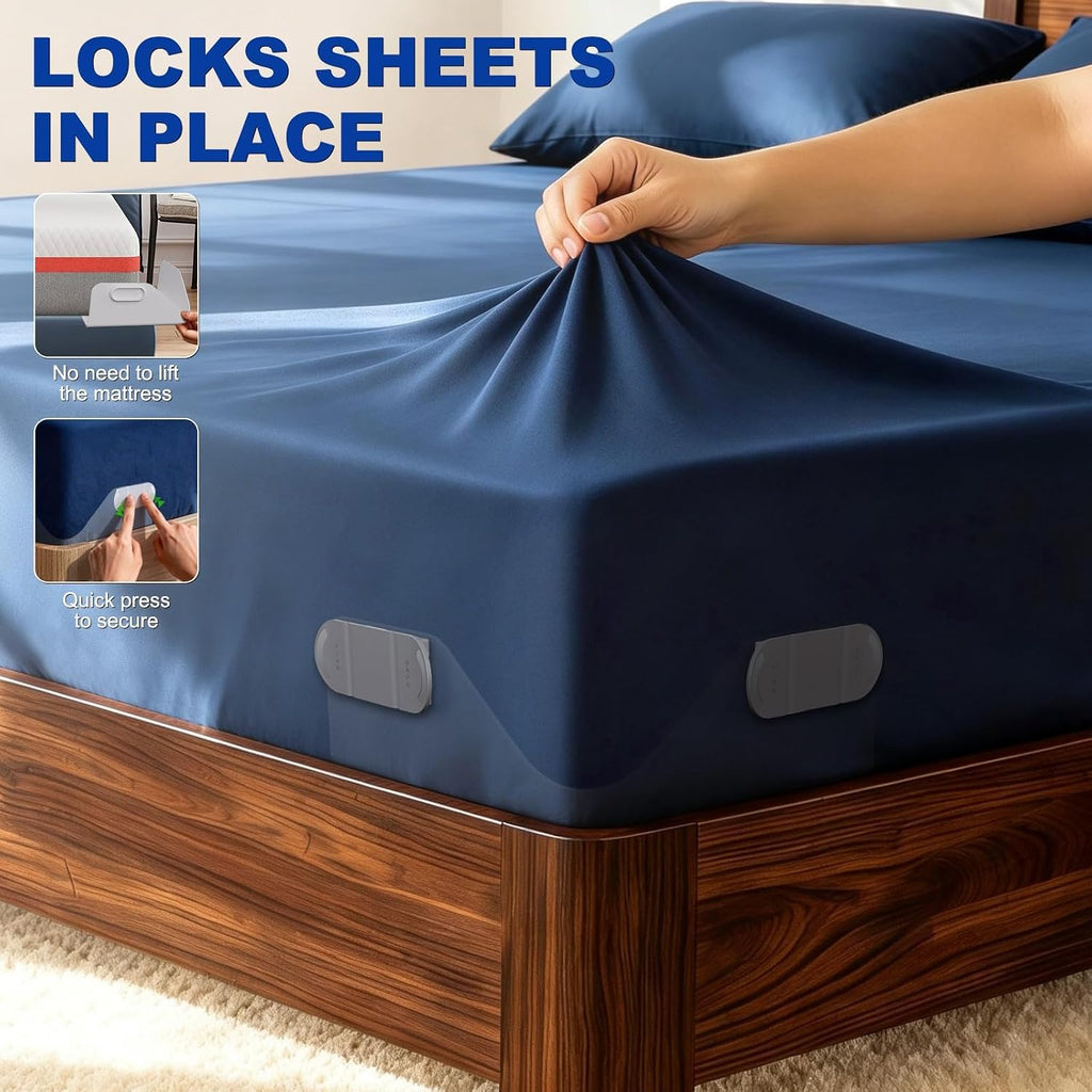 B-Land Bed Sheet Holders for Corners:Non-Stretch Fitted Sheet Grippers