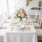 Round Ruffled Linen Blend Placemats, 15 Inch Scalloped Table Mats, Set of 4