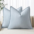MIULEE Decorative Linen Euro Sham Pillow Covers 24x24 Light Blue ​Boho by MIULEE