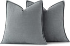 MIULEE Decorative Linen Pillow Covers 20x20 Inch Gray ​Boho Farmhouse​ ​Neutral - Image 6