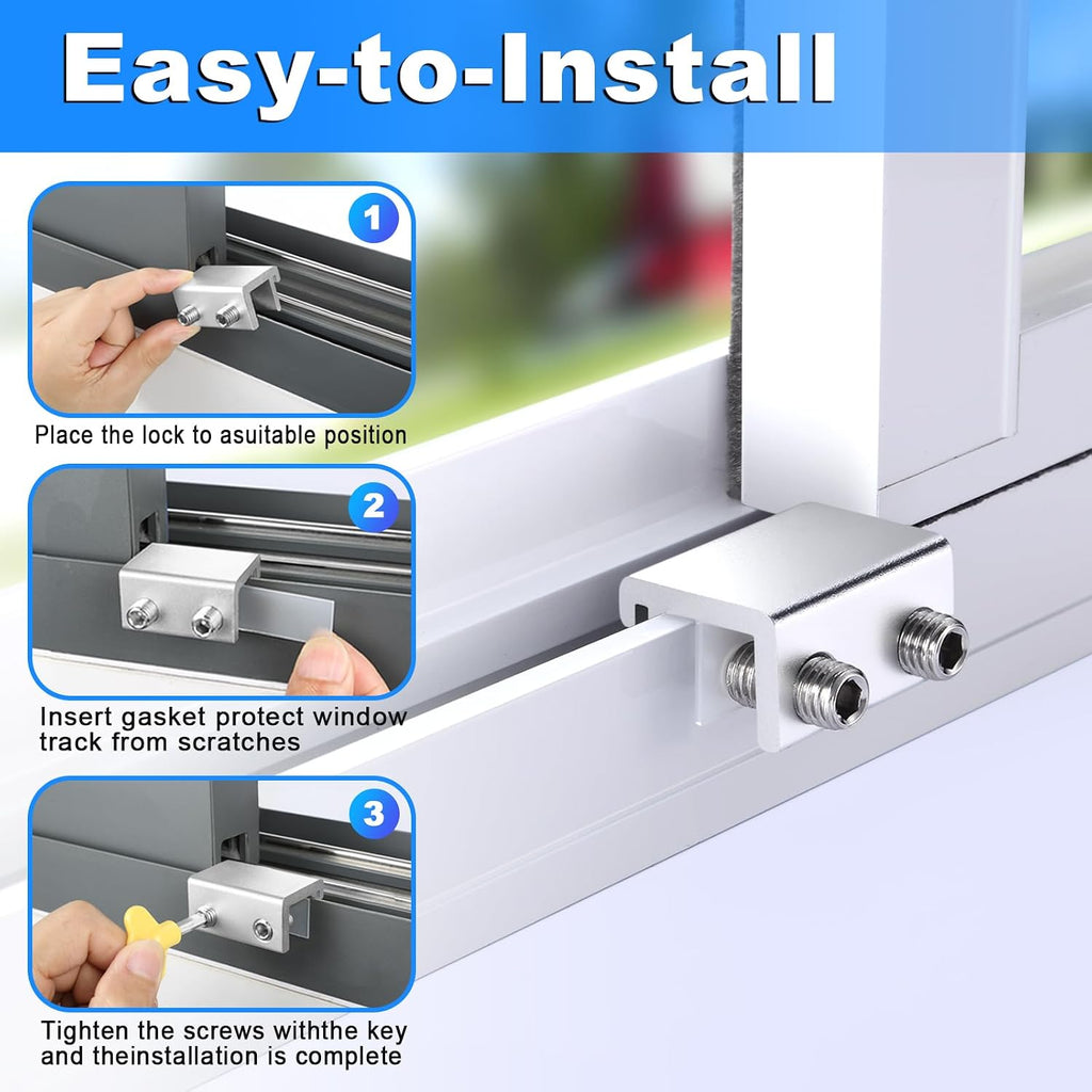 Sliding Window Locks with Key，6 Sets for Horizontal Vertica Window
