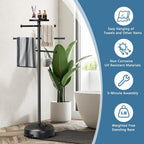 Pool Towel Rack with Wheels and Storage Tray for Indoor Outdoor Use