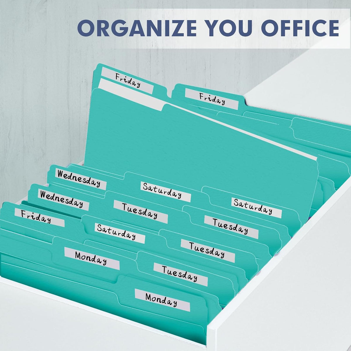 PANDRI Colored File Folders, 120 Pack 1/3 Cut Tab File Folder, Aqua
