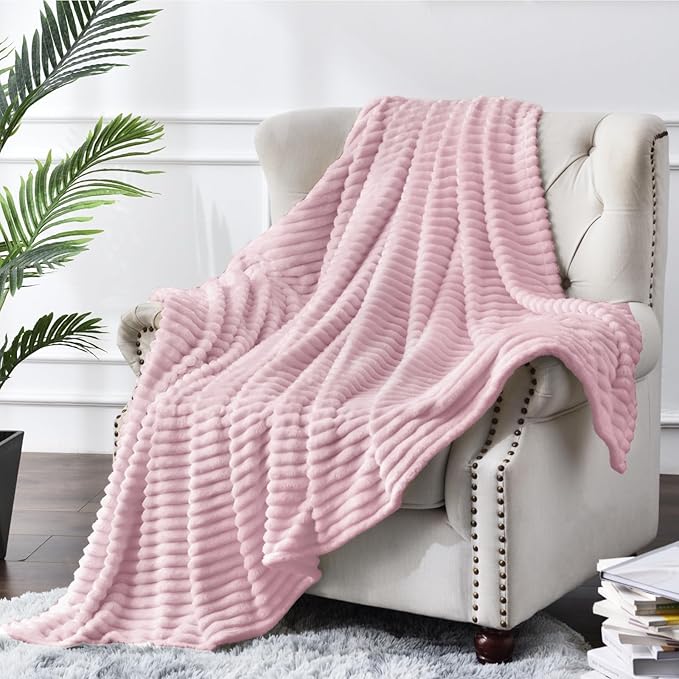 BEDELITE Fleece Throw Blanket for Couch – 3D Ribbed Jacquard Soft and Warm - Image 2