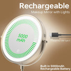 9" Lighted Makeup Mirror with 1X 10X Magnification, Brushed Nickel Finish