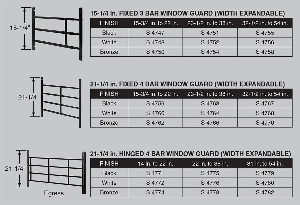 Prime-Line 3-Bar Window Security Grill, Adjustable 23-1/2 to 38 in., White
