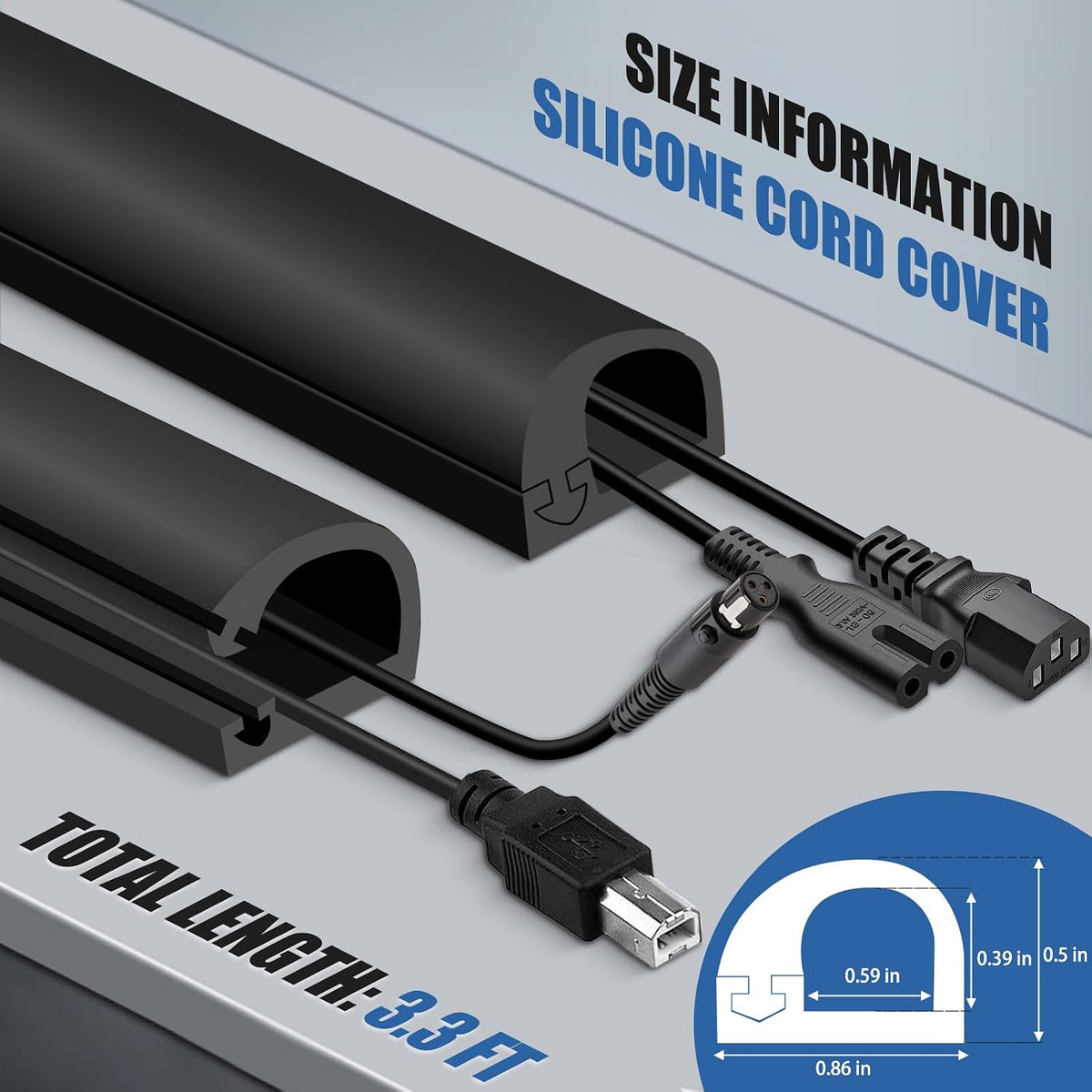 Silicone Cord Covers for Wires on Wall Cord Hider Self-Adhesive