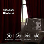 RYB HOME Burgundy Red Velvet Curtains - Image 7