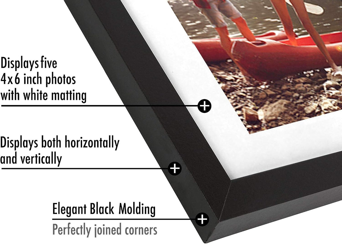 Americanflat 4x6 Collage Picture Frame - Fits 5 - Engineered Wood - Black