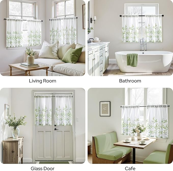HOMEIDEAS Kitchen Curtains, Short Non-See-Through Privacy 30X24 Inch Length - Image 2