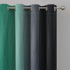 Estelar Textiler Black and Green Ombre Blackout Curtains 45 Inches Long - Image 4