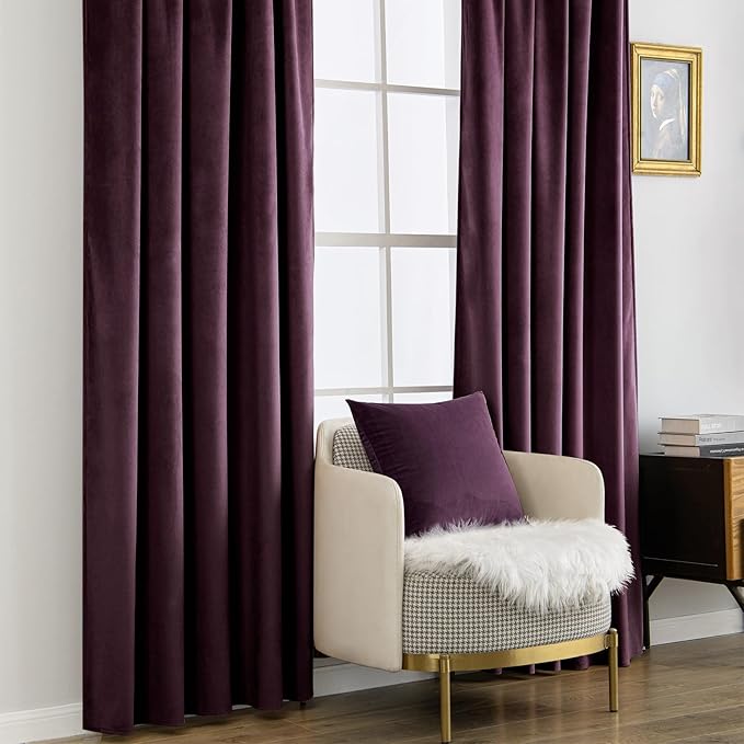 MIULEE Dark Purple Velvet Curtains 90 inches - Image 7