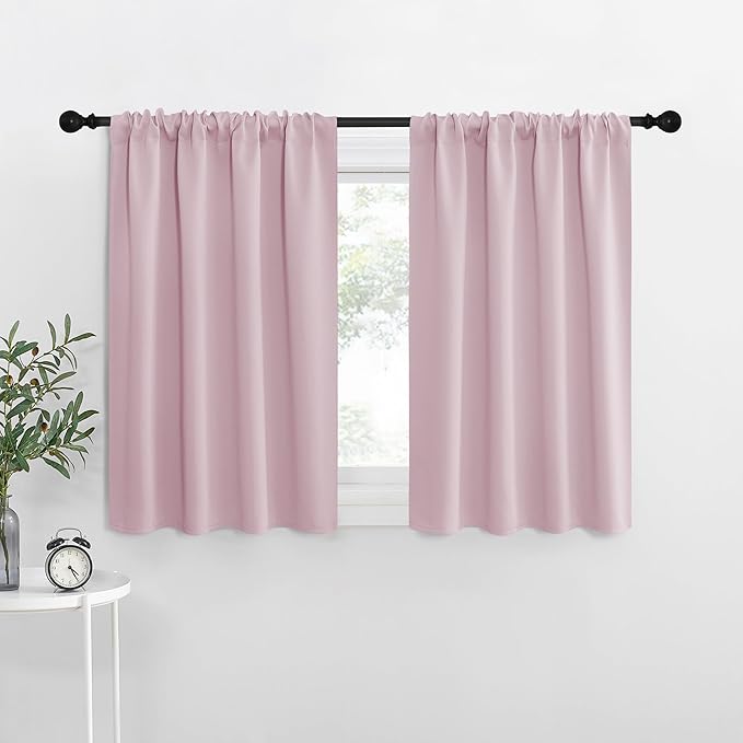 NICETOWN Kitchen Curtains, Baby Pink, Short Blackout Curtains & Drapes by NICETOWN