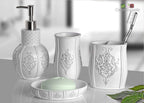 Creative Scents Vintage White 4 Piece Resin Bathroom Accessories Set