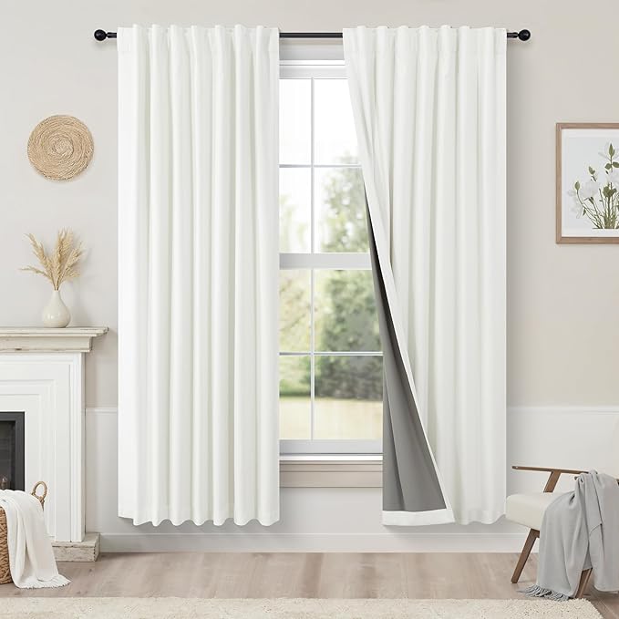 Pitalk Bedroom Blackout Curtains 63 Inches Long 2 Panel Thermal Curtain by Pitalk