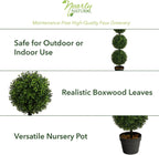 Nearly Natural 36 in Artificial Triple Ball Boxwood Topiary Tree with Pot