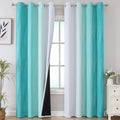 Estelar Textiler Teal and Greyish White Ombre Blackout Curtains 90 Inch Length by ESTELARTEXTILER