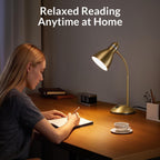 LEPOWER Metal Desk Lamp, Adjustable GooseNeck Reading Light for Bedroom