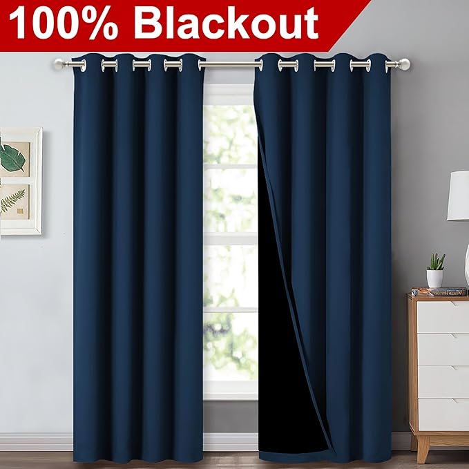 NICETOWN Full Shading Curtains 90" Long 2 Panels Set - Image 2