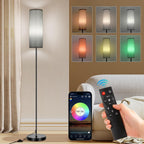 FRIDEKO HOME Floor Lamp, 9W 800LM Smart Bulb, Tall Corner Lamp, Gray Shade