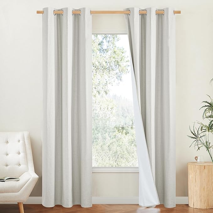 NICETOWN 100% Blackout Linen Texture Cold Blocking Curtains 84 inches Long by NICETOWN