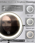 8" Lighted Makeup Mirror with Light,30X Magnifying Height Adjustable Mirror