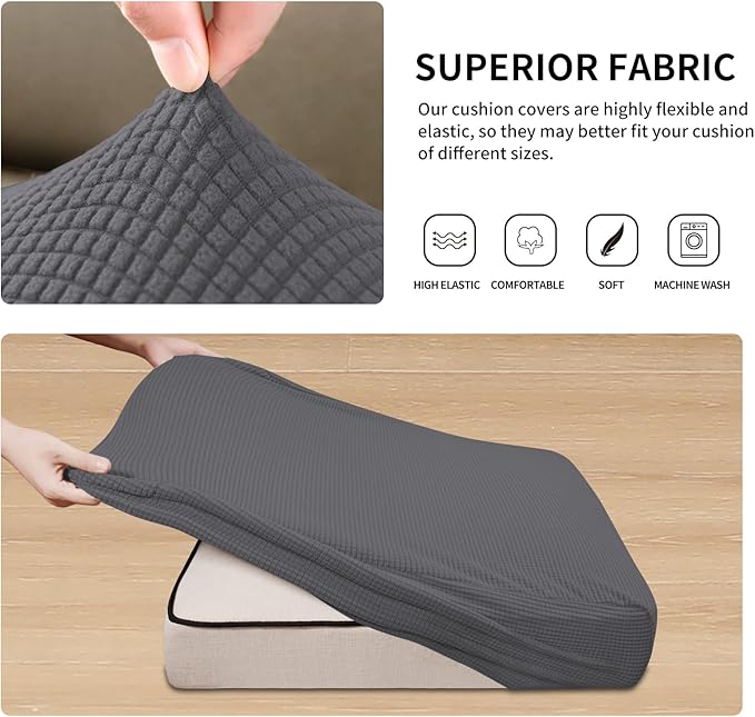 Easy-Going Stretch 3 Pieces Couch Cushion Covers - Image 4