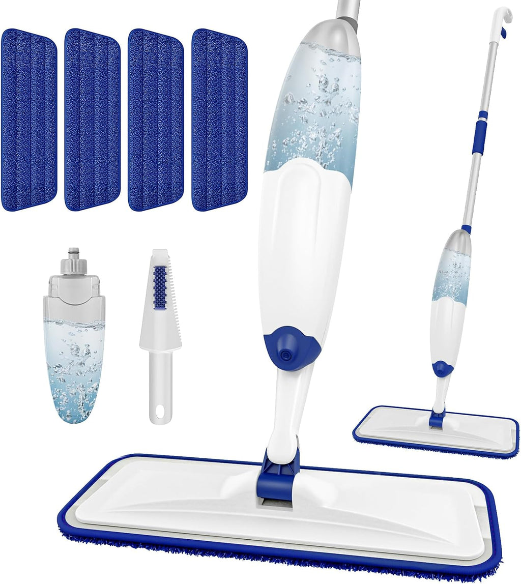 Microfiber Flat Mop with Sprayer for Floor Cleaning: Spray Wet Mop Compact