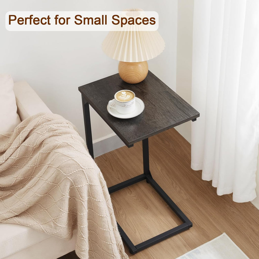 AMHANCIBLE C Shaped End Table Set of 2, Couch Side Table that Slide Under