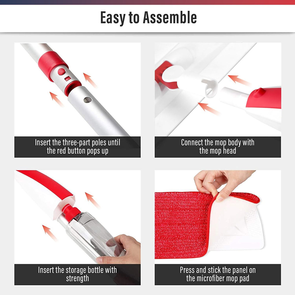 Spray Mop for Floor Cleaning, 2 Pack with Refillable Bottles & Pads