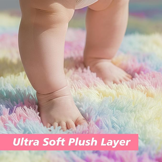 yulidayang Rainbow Fluffy Round Area Rugs - Image 3