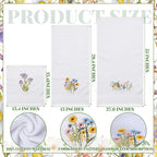 Moukeren 3 Pcs Floral Hand Towels Boho Wildflowers Cotton Bath Towel Set