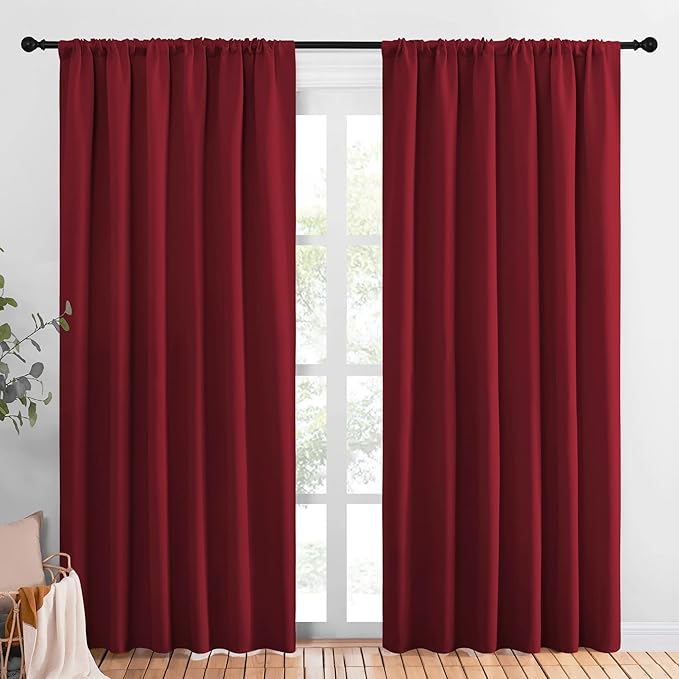 NICETOWN Christmas Burgundy Blackout Curtains and Drapes by NICETOWN