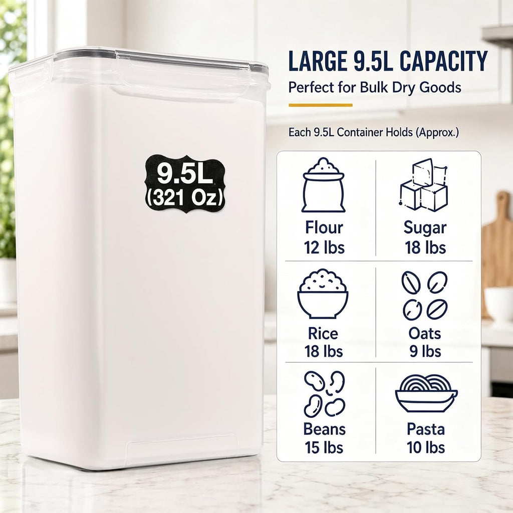 Gorpuire 2-Pack (9.5L | 321 Oz) Extra Large Bulk Food Storage Containers