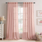 MIULEE Blush Pink Linen Curtains 96 Inches Long 2 Panels by MIULEE