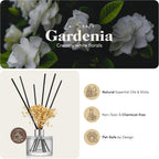 Gardenia Reed Diffuser Set with Sticks, 6.7 fl oz / 200 ml