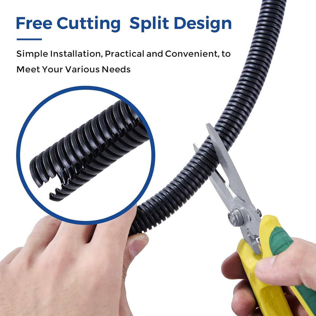 Cable Management, 33ft 1/4” Wire Loom Tubing Cord Protector
