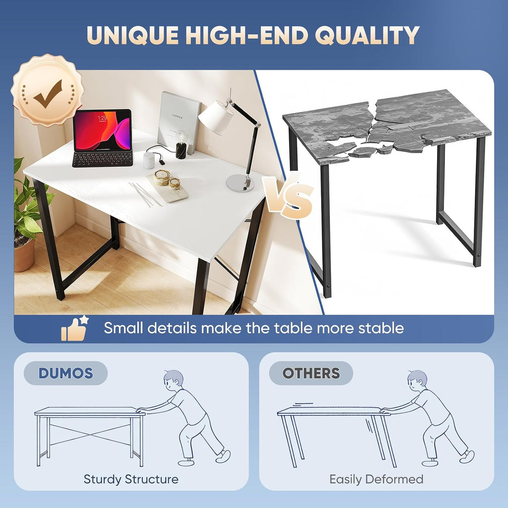DUMOS 32 Inch Small Computer Desk, Home Office Desks for Bedroom, White