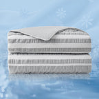 Cozy Bliss Cationic Dyed Seersucker Cooling Comforter King Size, Lightweight Airflow Silky Cooling Bedding with Q-Max>0.45 for Bedroom, Home Decor, Hot Sleepers & Night Sweats, Grey 106"×90"