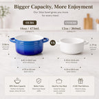 Mini Cocotte 16oz Ceramic Casserole Dishes with Handles & Lid,Set of 4 Oven Microwave Dishwasher Safe Ramekins