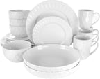 Elama White Porcelain Dish Dinnerware Set, 18 Piece (Elama Glossy)