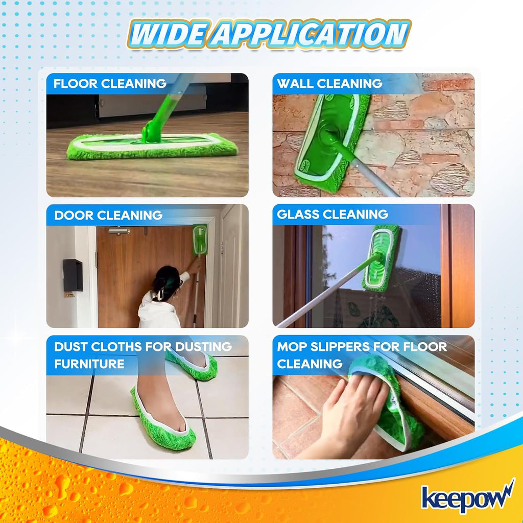 KEEPOW Reusable Wet Pads Compatible with Swiffer Sweeper Mop, 16 Pack