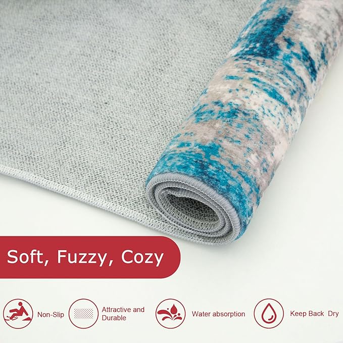KOZYFLY Modern Abstract 3x5 Area Rug Washable Bedroom Rug Throw Entry Mat - Image 3