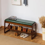 latifolia 2 Tier Shoe Rack Bench with Flip-Top Storage, Green